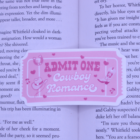 Admit One Cowboy Romance Sticker