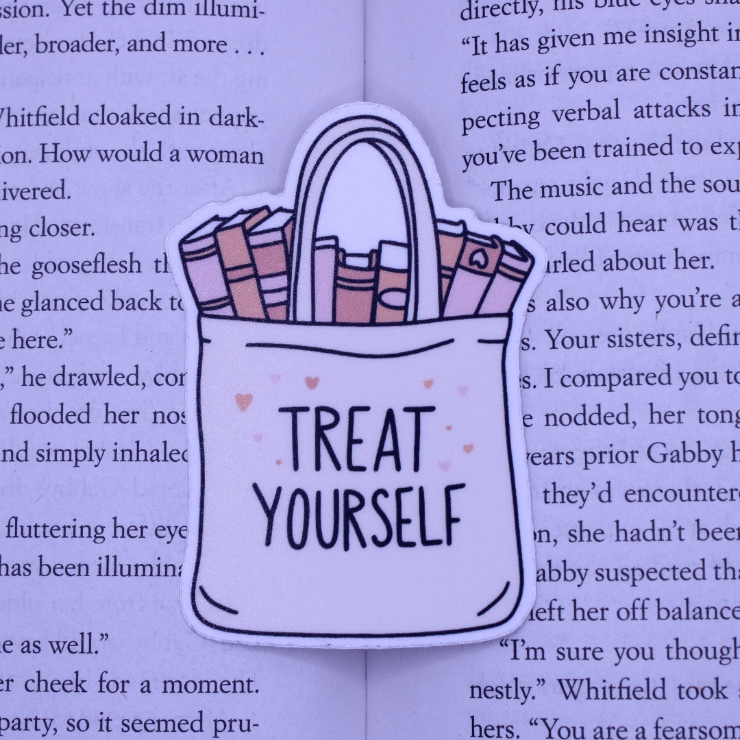 Treat Yourself Book Tote Sticker
