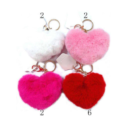 Fuzzy Heart Keychains
