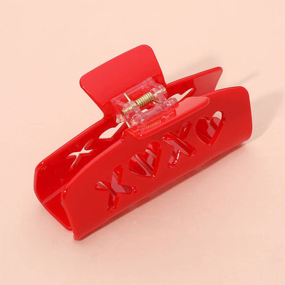 XO Heart Cutout Hair Claw Clip