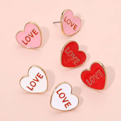 LOVE Enamel Heart Stud Earrings
