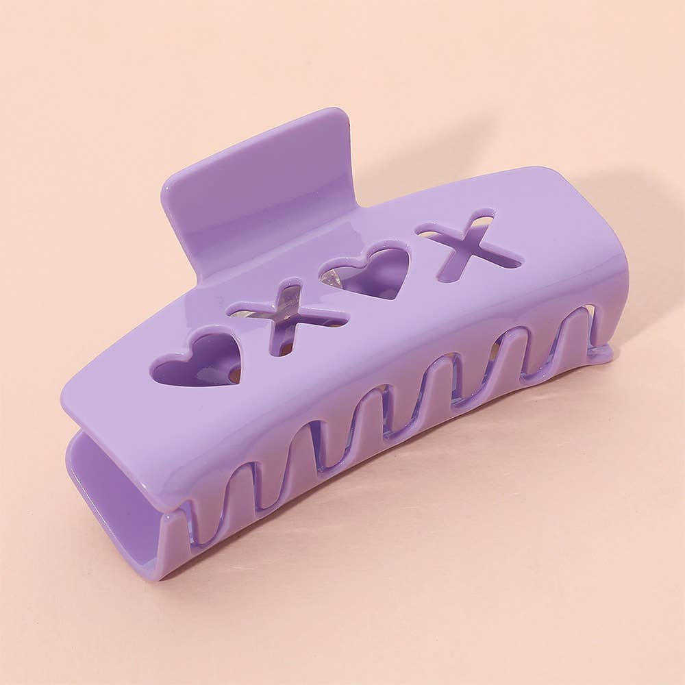 XO Heart Cutout Hair Claw Clip
