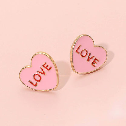 LOVE Enamel Heart Stud Earrings