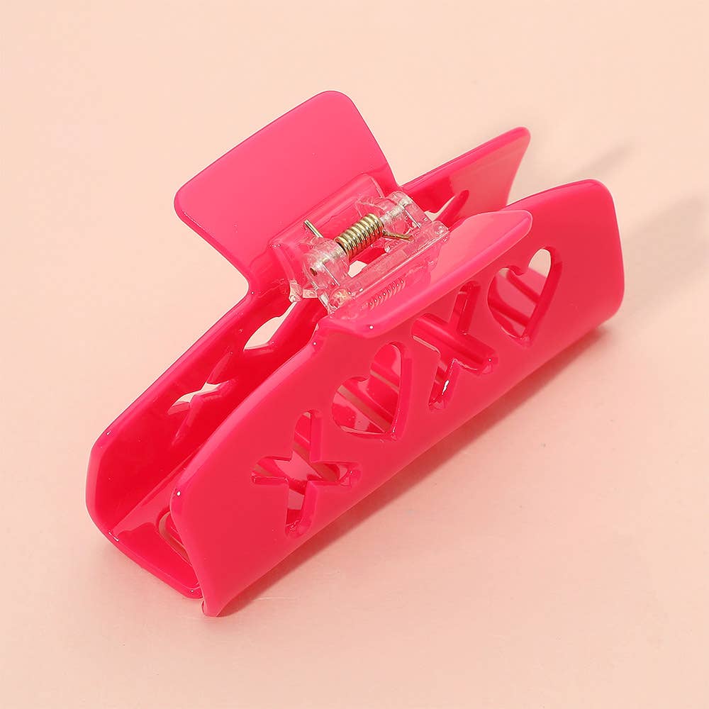 XO Heart Cutout Hair Claw Clip