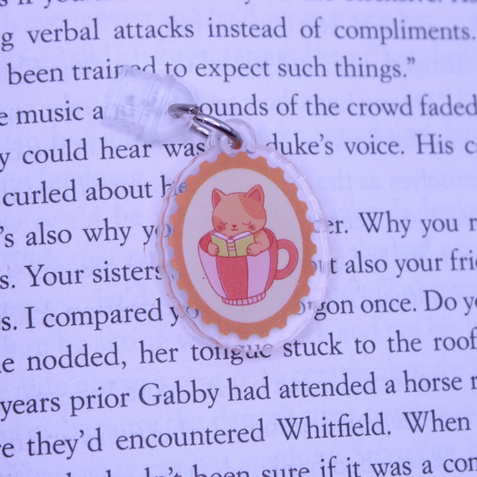 Cat & Book Kindle Charm