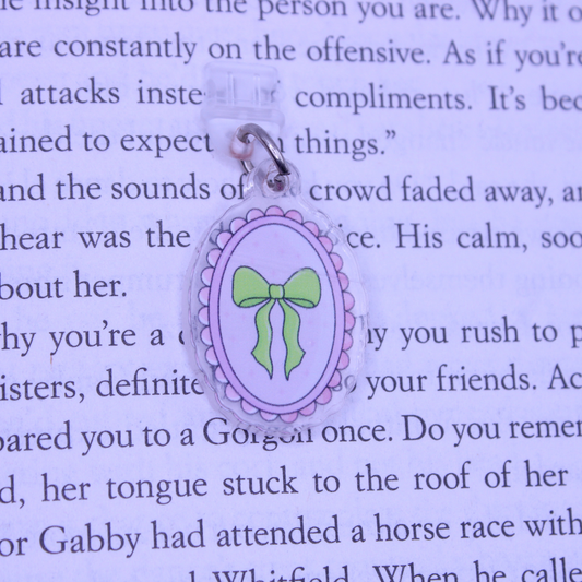 Green Bow Frame Kindle Charm