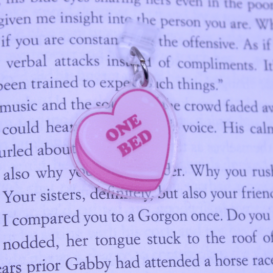 One Bed Candy Heart Kindle Charm
