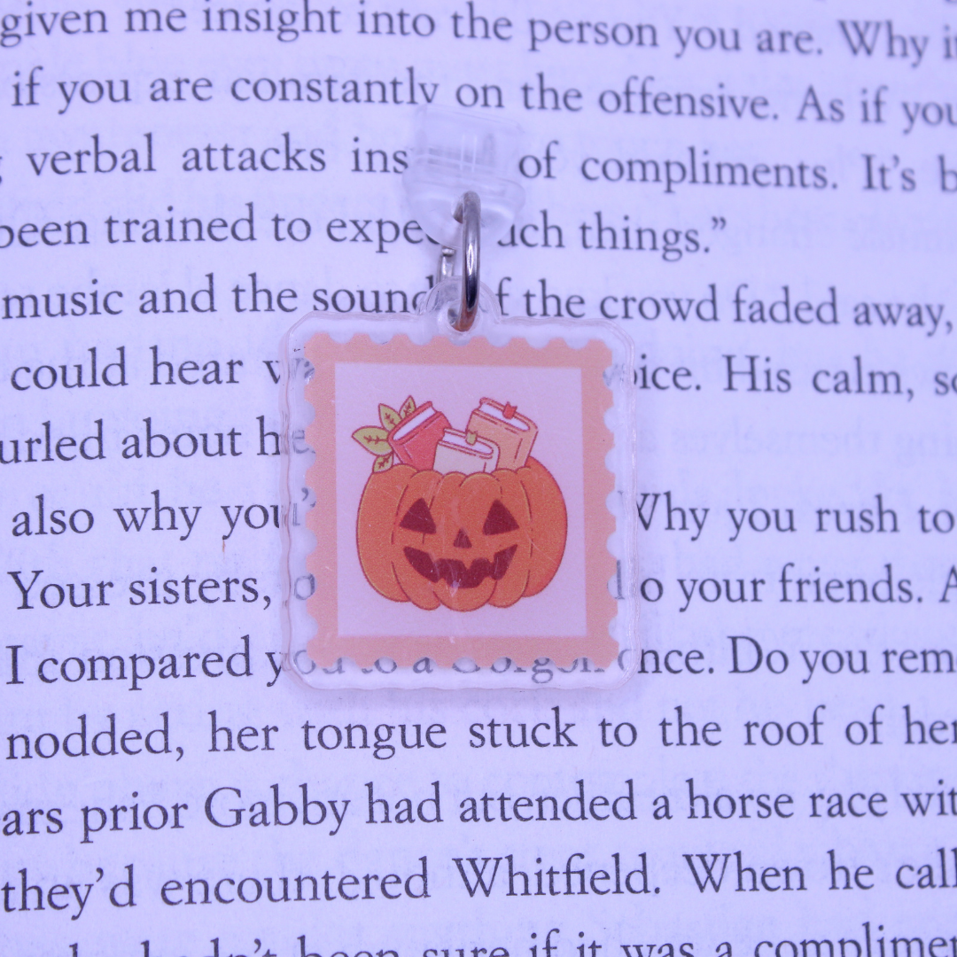 Pumpkin Book Stamp Kindle Charm