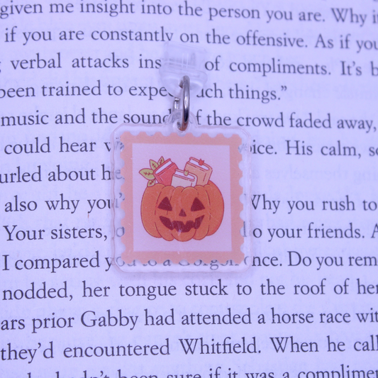 Pumpkin Book Stamp Kindle Charm