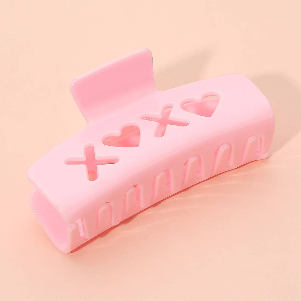 XO Heart Cutout Hair Claw Clip